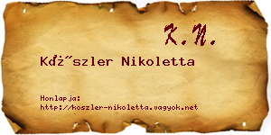 Köszler Nikoletta névjegykártya